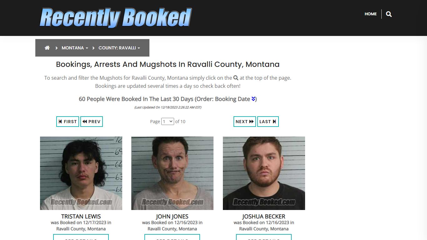 Recent bookings, Arrests, Mugshots in Ravalli County, Montana