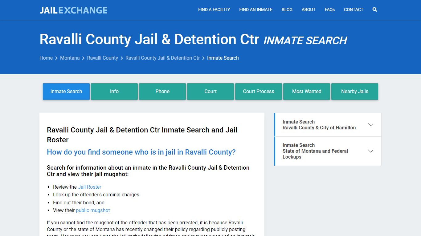 Ravalli County Jail & Detention Ctr Inmate Search - Jail Exchange